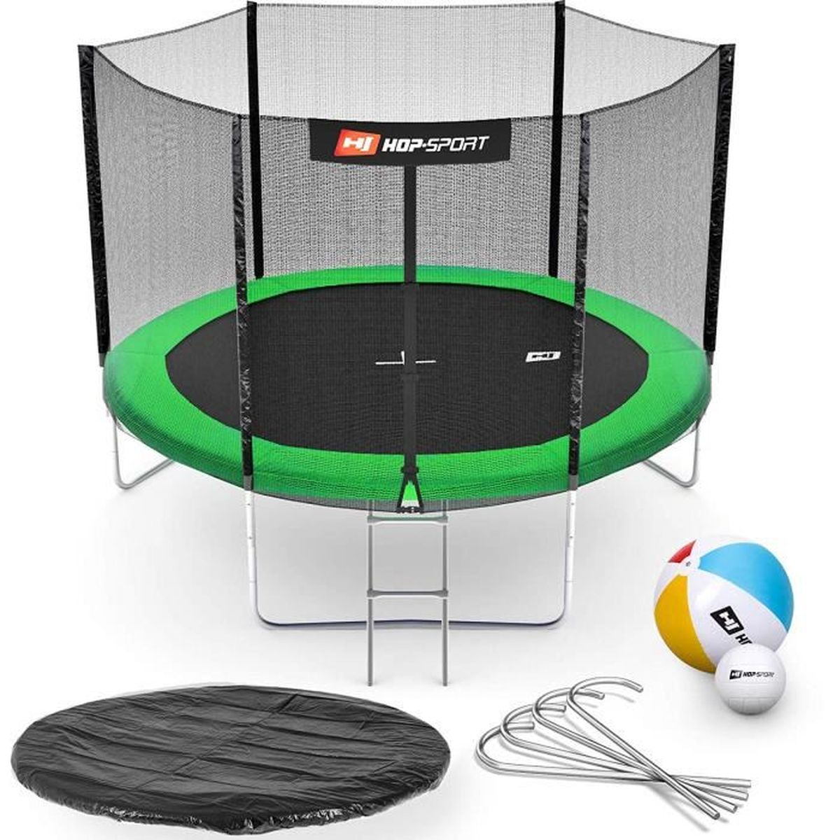 HS HopSport Trampoline de jardin rond 305 cm/3 pieds avec filet