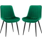 WAFTING Lot de 2 Chaises de Salle à Manger avec Assise et Dossier Tapissés en Velours, Pieds en Métal Robustes,Vert