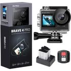 AKASO Caméra Sport Brave 4 Pro 4K 20MP Caméra Etanche 40M Deux Écrans Télécommande Caméscope WiFi Stabilisation EIS 2.0 Noir