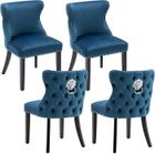 WAHSON OFFICE CHAIRS Wahson Chaise de Salle à Manger Lot de 4 Chaise Salle à Manger, Chaise de Cuisine avec Pieds en Bois Pour Restaurant, Velours, Bleu