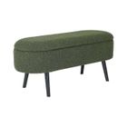 SWEEEK Banc coffre. bout de lit avec revêtement bouclette texturée. kaki. pieds en bois noir. L 112 x 44 x 50cm