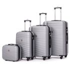 TORTUE. TORTUE Valise - Lot de 3 Valises + 1 Vanity en ABS - 4 roulettes 360° - Serrure à Combinaison latérale - Argentée
