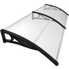 VOUNOT® Marquise auvent de porte d'entrée 200x80cm avec support central - Polycarbonate transparent - Anti-UV - Noir