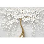 WALLARENA Papier Peint Intissé 3D Fleurs Magnolia 368x254 cm Moderne Abstrait Chambre Salon Photo Non Tissé Muraux Trompe l'oeil