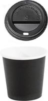 100 x Gobelets jetables à café Espresso en carton noir 120ml +couvercles noirs pour les boissons chaudes et froides.