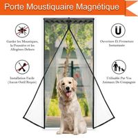 AST Rideau de Porte magnétique/Moustiquaire porte Magnétique pour portes fenêtres Anti Moustiques Mouches Noir 210*90cm