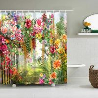 Rideau de douche en tissu polyester imperméable Fleurs épanouies belles 180 x 200 cm avec crochets
