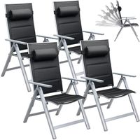 Set de 4 chaises de jardin aluminium dossier réglable 8 positions rembourrage max. 120kg chaise à dossier haut chaise pliante