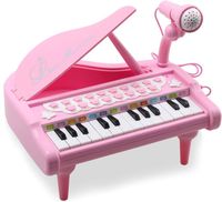 Piano Enfant 2 Ans, Piano Bebe 1 2 3 Ans, Piano Jouet de musique Enfant avec Microphone Filles et Garçons - 24 Touches rose