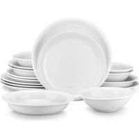 MALACASA Vaisselle ISABEL, Service Complet de Table 16 pièces, Rond Premium en Porcelaine avec pour 4 personnes - Blanc