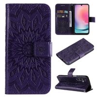 Etui Pour Samsung Galaxy A25 5G Motif Tournesol PU Cuir Flip Housse Étui Wallet Pochette Support avec 3 Porte-Cartes - Violet