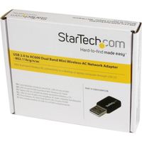 StarTech.com Mini adaptateur USB 2.0 réseau sans fil AC600 double bande - Clé USB WiFi 802.11ac 1T1R USB433WACDB