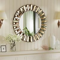 Miroir Décoration Rond Miroir Mural Décoratif Salon Design Moderne pour Salle de Bain Chambre 80x80cm