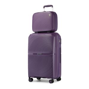 VALISE - BAGAGE British Traveller Set de 2 Valise Cabine Rigide Valises de Voyage 55cm à 4 roulettes + Serrure TSA & Portable Vanity Case Rigide