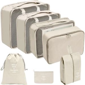 Organisateur Valise 10 Pièces - Sacs Compression, Sac à Chaussures, Pochettes - Gris - Pour Voyage, Valise Cabine - 11