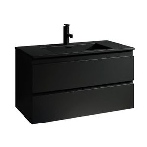 COLONNE - ARMOIRE SDB Meuble de salle de bain Angela 80 cm - lavabo noir