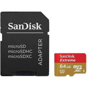 CARTE MÉMOIRE SanDisk Extreme UHS-I microSDXC 64 Go + Adaptateur