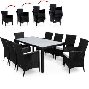 Ensemble table et chaise de jardin Deuba Salon de Jardin 17 pièces en polyrotin Noir 