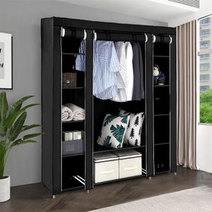 ARMOIRE DE CHAMBRE Armoire de rangement OOBEST® - Noir - Grande capac