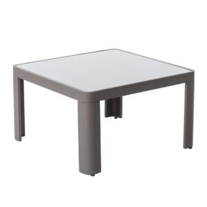 TABLE BASSE JARDIN  Table basse d'extérieur en aluminium et verre gris