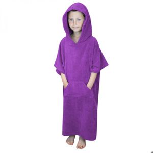 SERVIETTE DE PLAGE Serviette poncho de bain ou de plage avec poche - Enfant - Violet - Vivezen