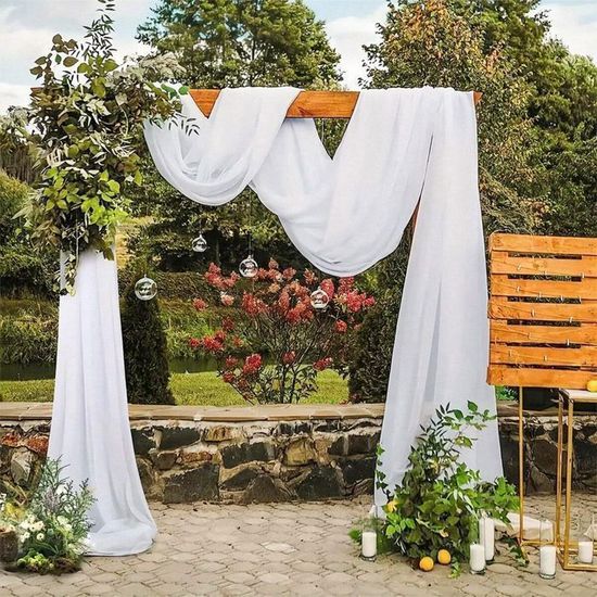 Lot De 6 Rideaux De Plafond Pour Mariage, 152 X 61 Cm, En Tissu Drapé En Forme D'arc, Rideaux Transparents, Décoration De Plafond De Mariage, Pour Fête, Cérémonie, Butin De Scène, Blanc