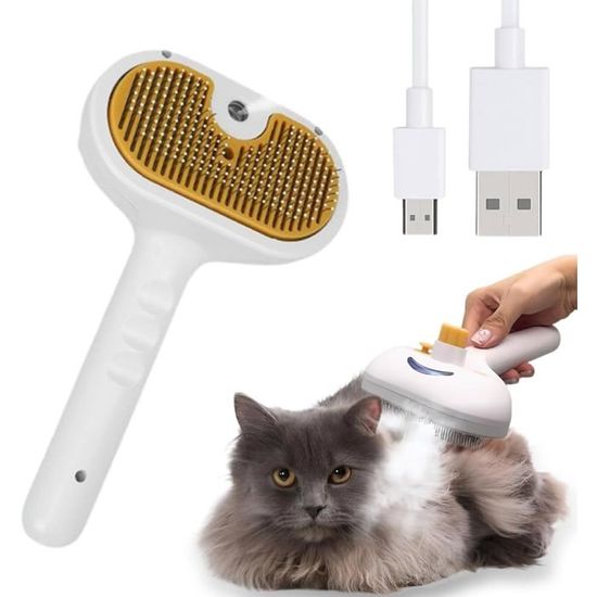 Brosse Vapeur 3-en-1 Pour Chien Et Chat - Démêlage, Vaporisation Et Stérilisation UV - Rechargeable