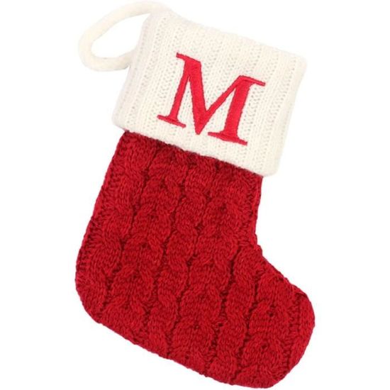 Chaussettes De Noël à Suspendre Lot De 2 - Rouge Tricoté - Motifs Sapin Et Renne - 17x15 Cm - Décoration Sapin, Cheminée