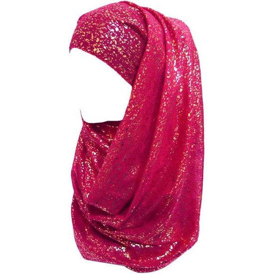 Lina & Lily Hijab Mousseline Paillettes Dorées – Foulard Léger Étincelant 72x180 Cm