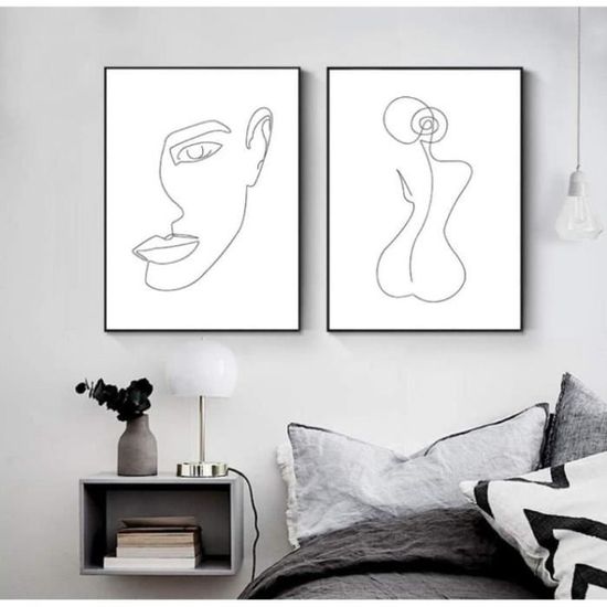 Affiche Murale 70x100cm Minimalisme Femme Au Chapeau - Art Noir Et Blanc, Marque ARTTOR