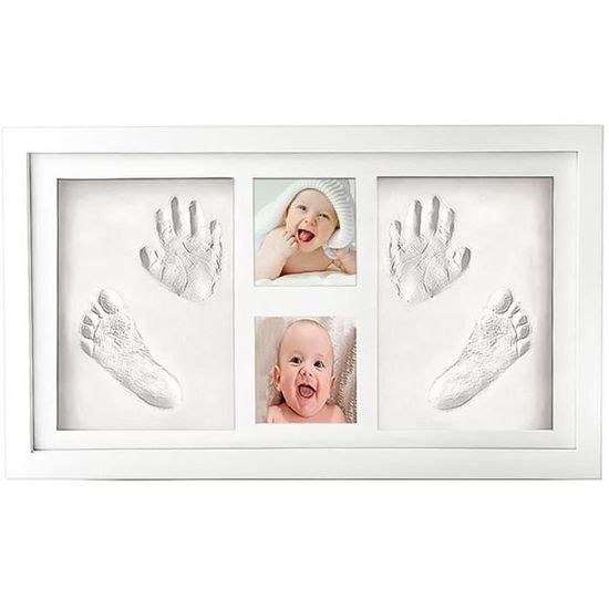 Kit de cadre photo pour bébé Cadeau souvenir Cadre photo avec empreintes de mains et empreintes de pieds de bébé 