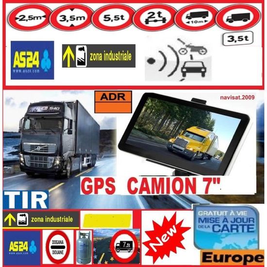 GPS Poids Lourd avec Camera DE RECUL sans Fil, NaviPro Active PND, 7  Pouces, GPS pour Camion Bus Voiture, Ventouse Aimanté, Europe