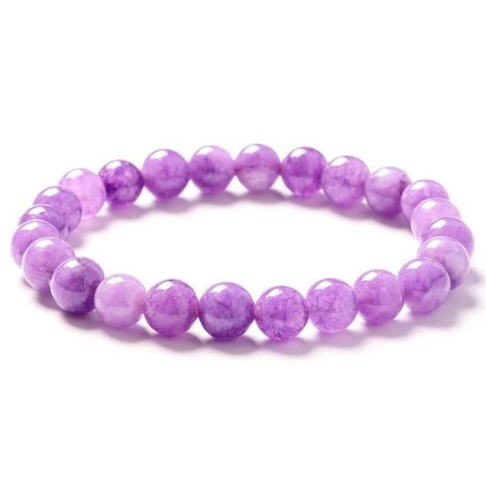 Bracelet En Améthyste Naturelle Et Perle D'eau Douce - Plaqué Or Jaune, Style Chaîne, Rose-Mimosa