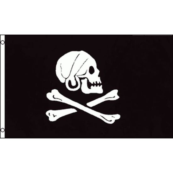 Drapeau Pirate Henry Avery Rouge 150x90 Cm - Pavillon Corsaire Tête De Mort AZ FLAG 100% Polyester Avec Oeillets