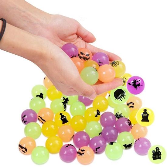 Lot De 48 Balles Rebondissantes Lumineuses Halloween - 25 Mm - 8 Motifs - Pour Fête Et Cadeaux