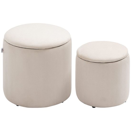 Lot de 2 poufs velours cotelé poufs coffres 2 en 1 poufs