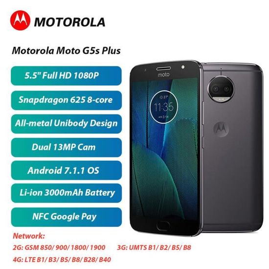 Lenovo Motorola Moto G5s Plus - 5.5-inch - RAM 4GB + ROM 64GB - Gris