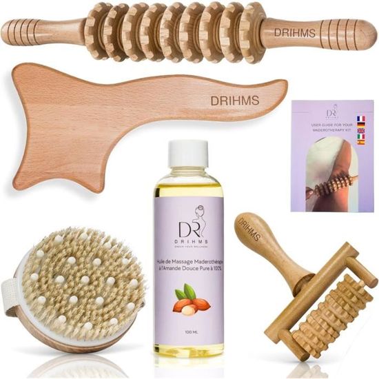 Kit 6 Pièces Maderotherapie Kit Complet Cellulite,Massage En Bois,Anti Cellulite,Drainage Lymphatique, Appareil De Massage Roller Manuel,Massage Et Relaxation