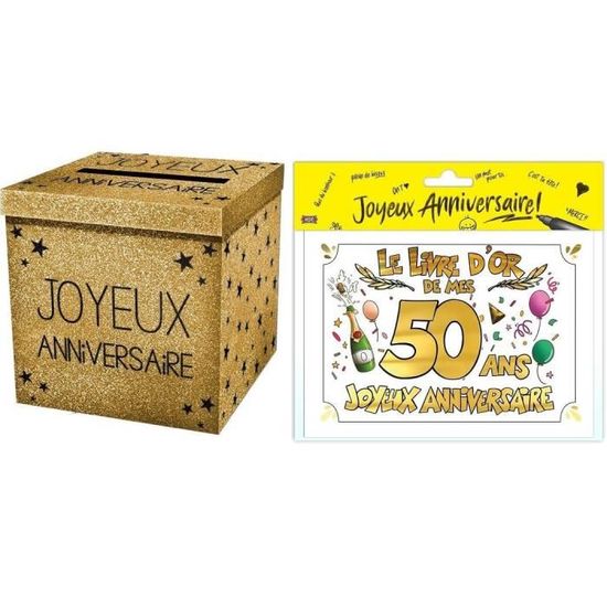 Urne Et Livre D'Or Santex - Anniversaire 50 Ans - Design Or Et Blanc - Métal Robuste - Diamètre 50 Unités