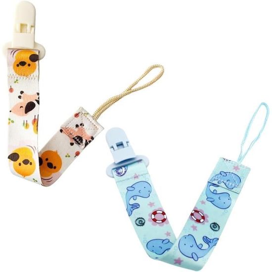 XIKSJW Lot De 2 Attaches-Tétines En Tissu Coloré – Chaîne De Sucette Bébé Bleu Et Jaune, Cadeau Naissance Idéal