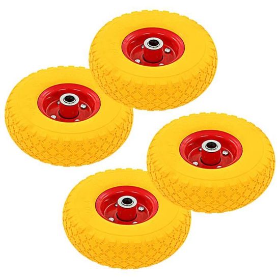 Lot De 2 Roues Pleines Increvables 4.10/3.50-4 - Alésage 16mm, Charge Max 180kg, Pour Diables, Brouettes, Chariots