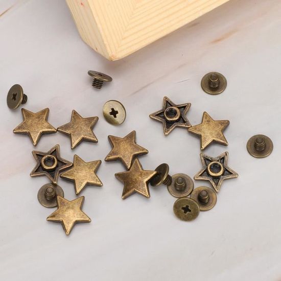 50 Ensembles Rivets Étoile 16mm - Accessoires Ceinture Maroquinerie Bagages Boutons Rivet Bricolage Gun Color