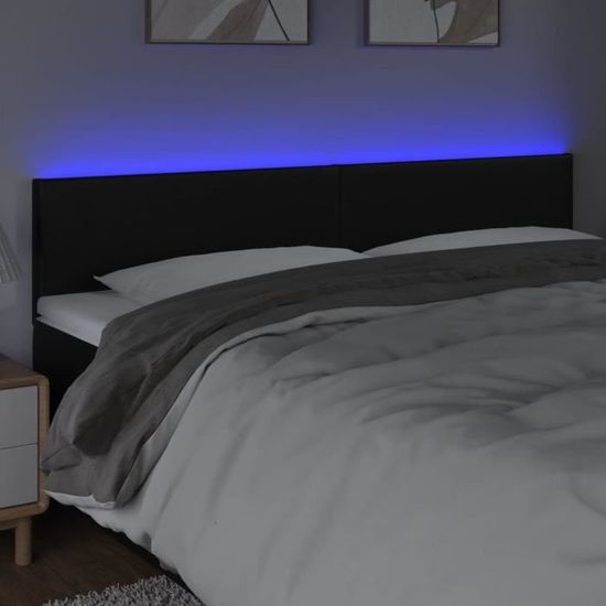 Tête de lit à LED Noir 160x5x78/88 cm Velours