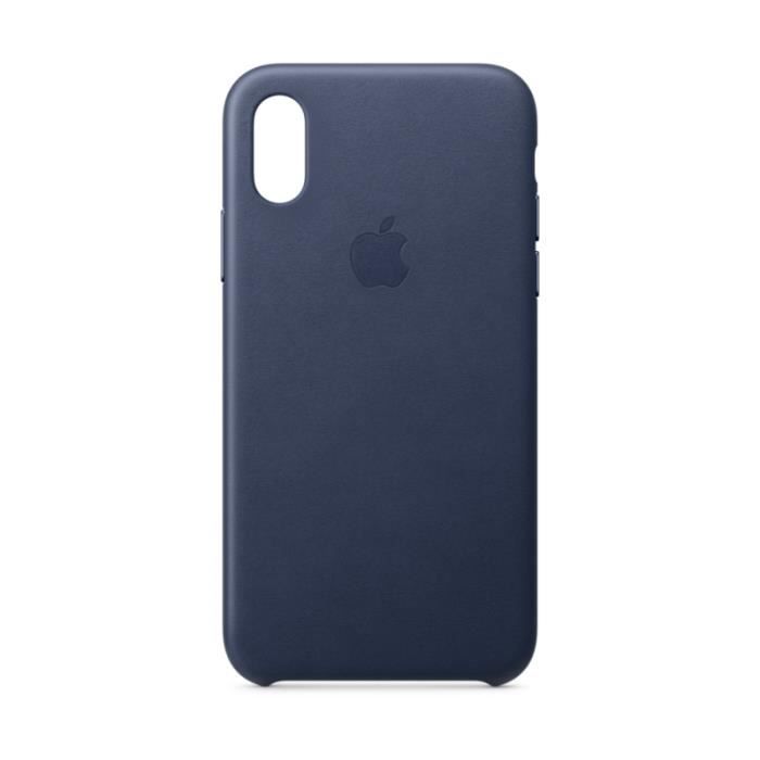 Coque Apple iPhone Xs Cuir bleu nuit