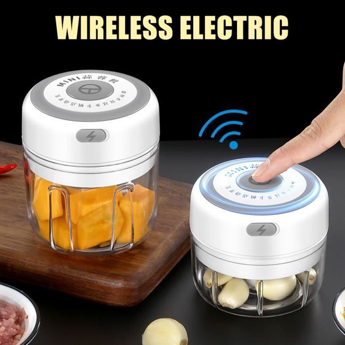 Hachoir Électrique, Mini Hachoir à Ail Électrique 250ml Presse-ail Électrique Coupe Oignon Automatique Chargeur USB Pour Oignon/Frui