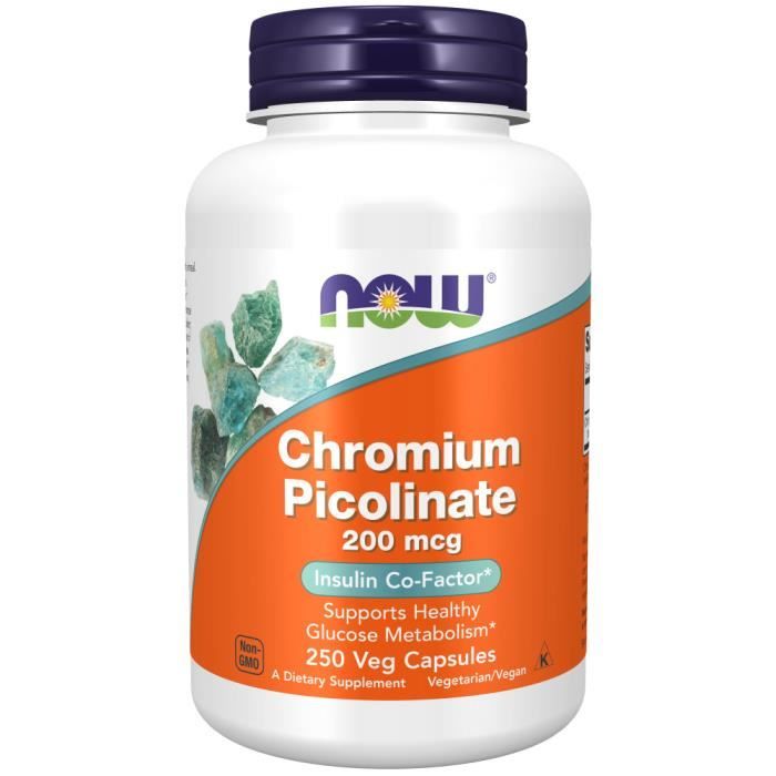 Chromium Picolinat 250 cap Standard Now Foods Pack Nutrition Sportive