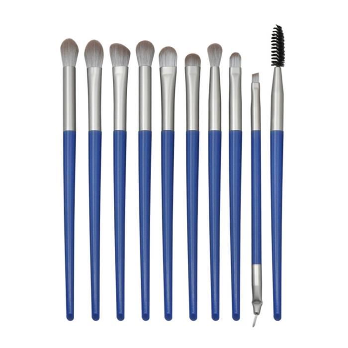 Pinceaux de maquillage 10 pièces en cuir poignée en plastique poudre pinceau pour les yeux ensemble de 4