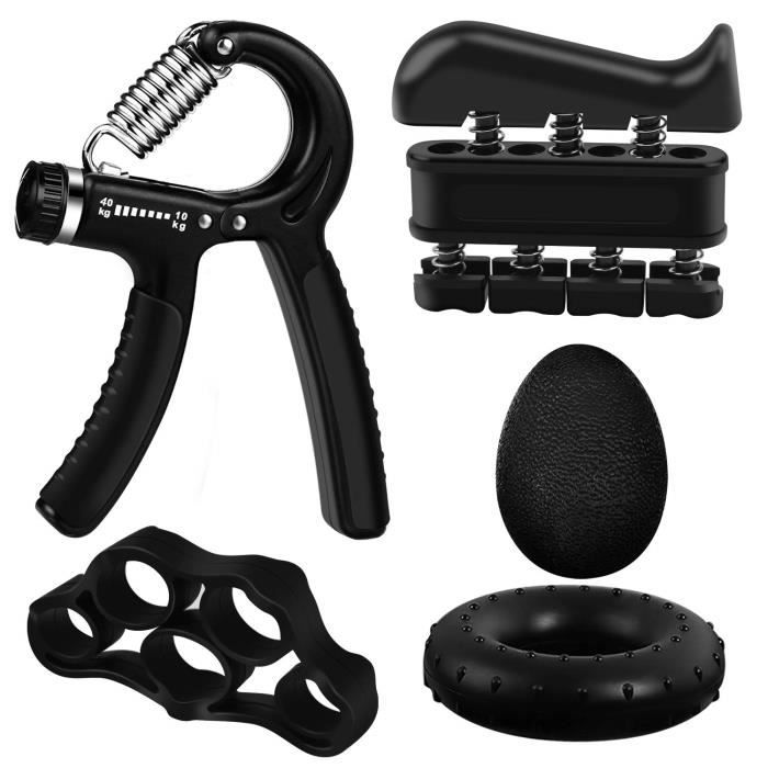 Allnice Muscleurs de Main 5 pièces Ajustable Pince à Main La résistance Exerciseur de Doigt Exerciseur Poignet Avant-Bras exerciseur