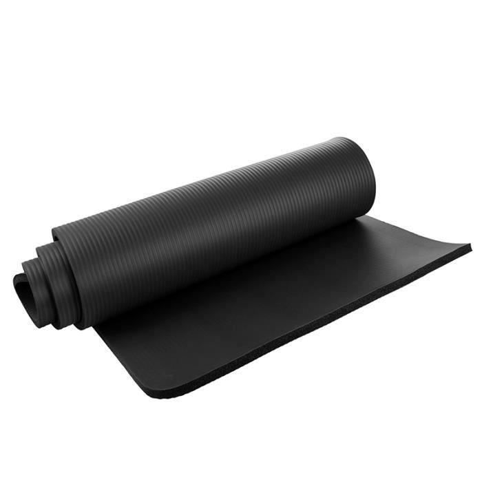 Tapis de yoga 15mm epais Exercice Fitness Physio Pilates Gym Mat Non Slip Mat Crash Noir