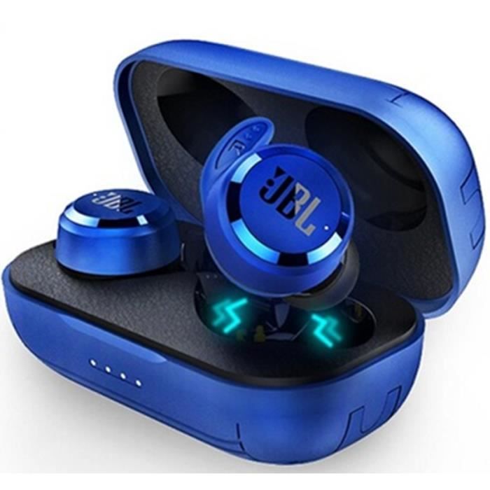 JBL T280 TWS Casque sans fil Bluetooth avec étui de chargement Écouteurs Sport Running Music Écouteurs Bleu